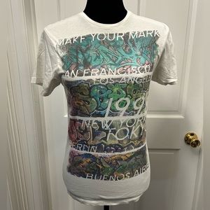 Xs graphic T-shirt white Graffiti summer casual relax fit skate street art LA NY